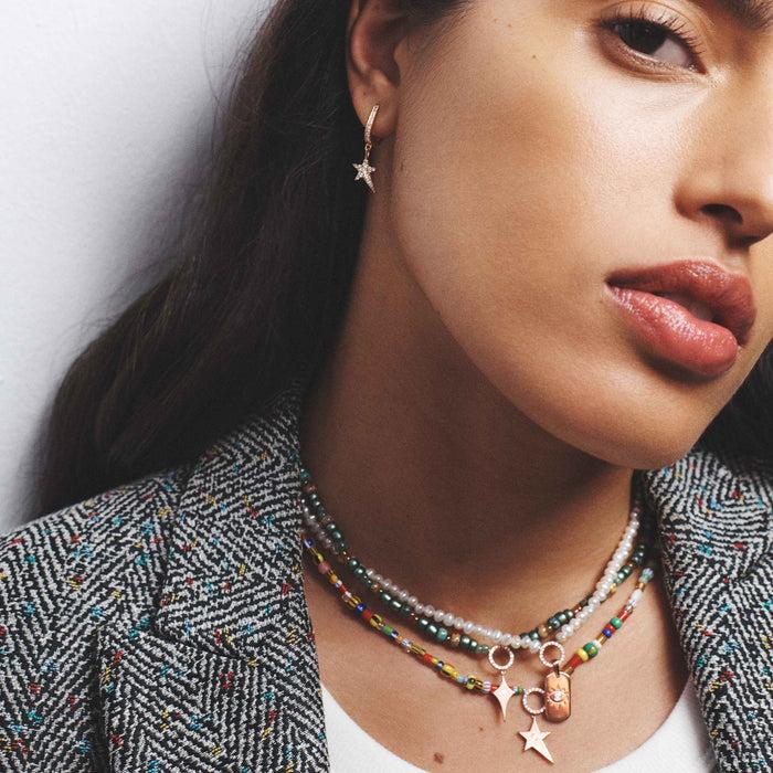 Diane Kordas Grey Pearl Necklace With Mini ID Tag