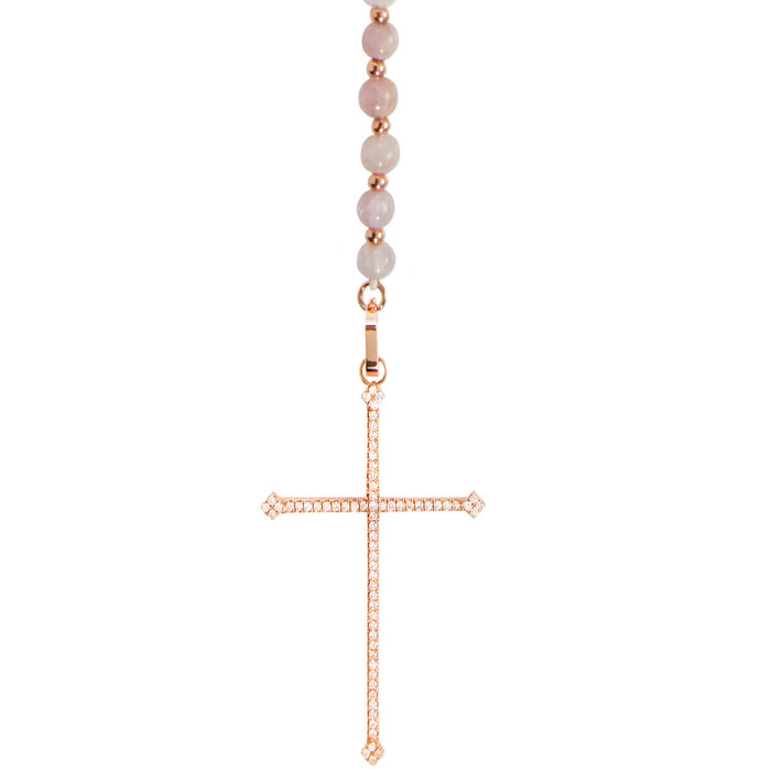 diane kordas Kunzite Cross Rosary Necklace