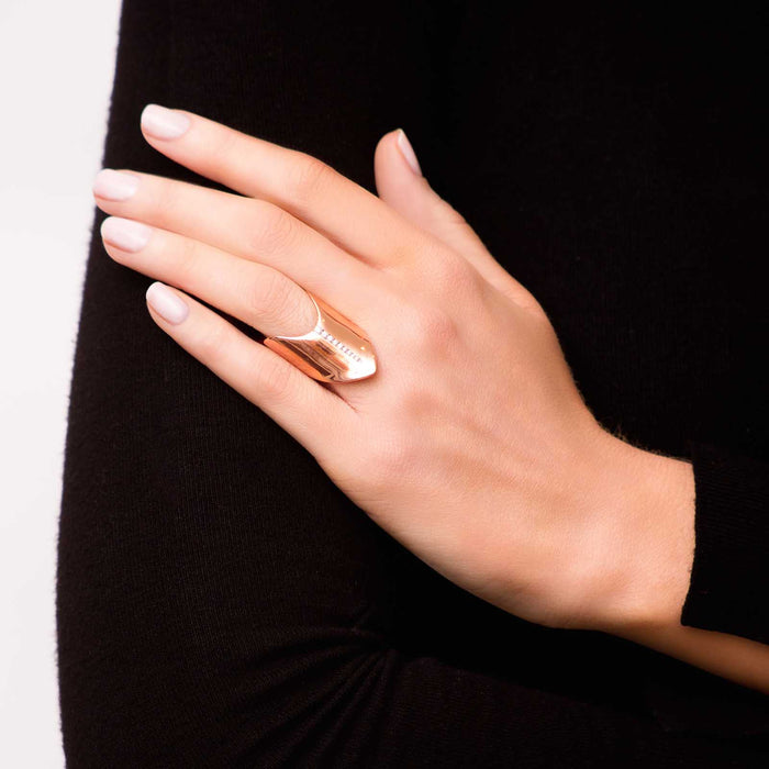 Diane Kordas Large Single Diamond Armour Ring