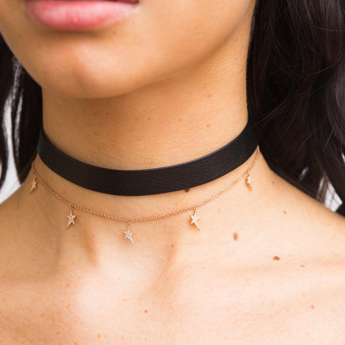 Diane Kordas Leather Star Chain Choker