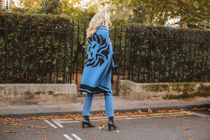 Diane Kordas Lion Blanket In Denim