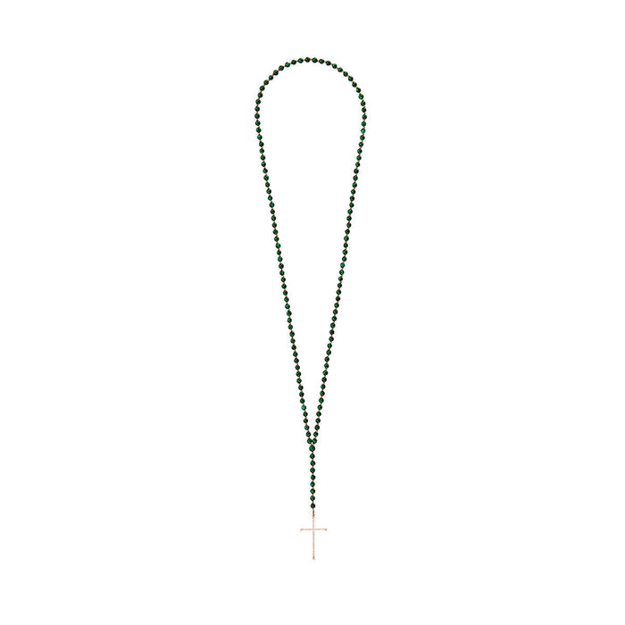 Diane Kordas Malachite Cross Rosary Necklace