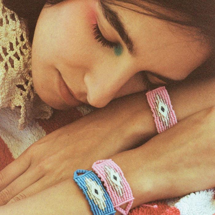Diane Kordas Pink Evil Eye Woven Bracelet