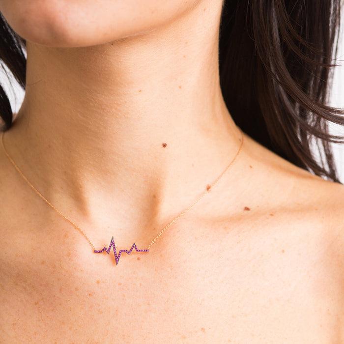 Diane Kordas Pink Sapphire Heartbeat Necklace