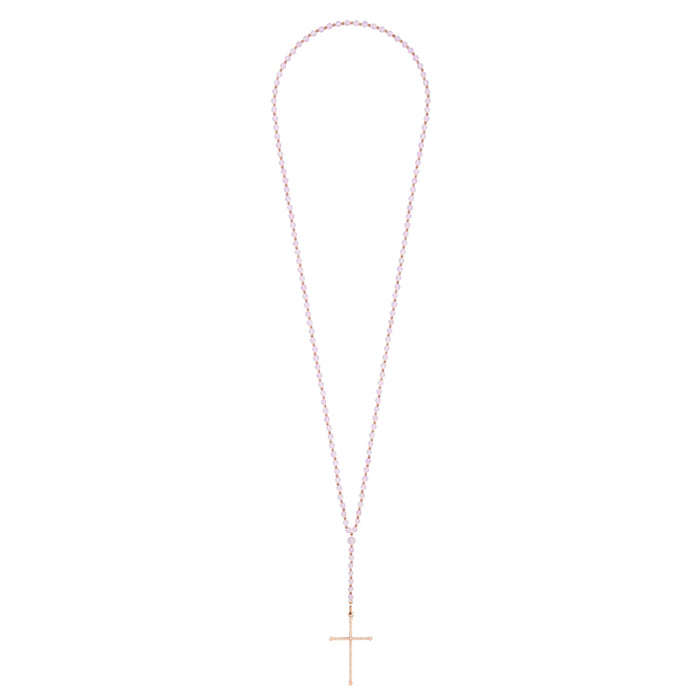 Diane Kordas Purple Jade Cross Rosary Necklace
