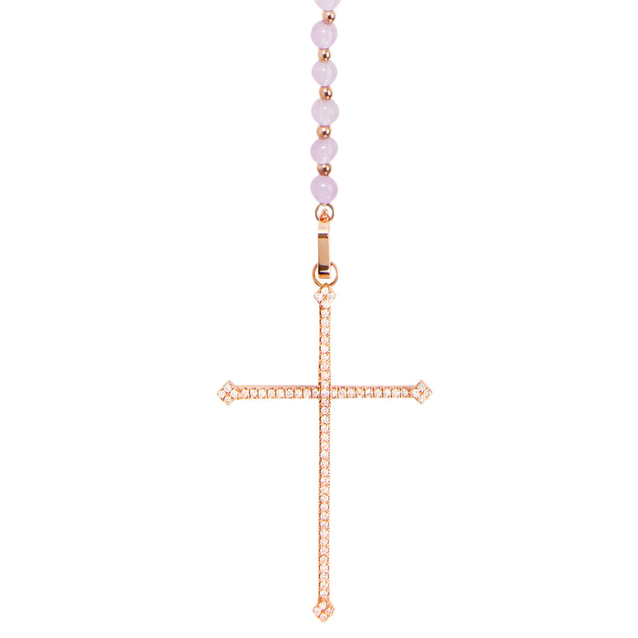 diane kordas Purple Jade Cross Rosary Necklace