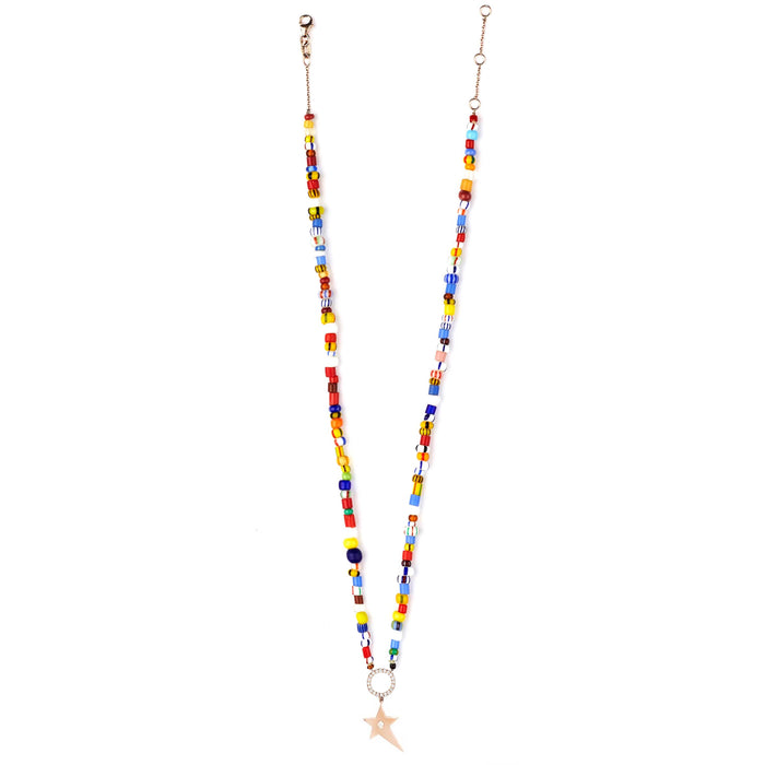 Diane Kordas Rainbow Beaded Necklace Star Pendant