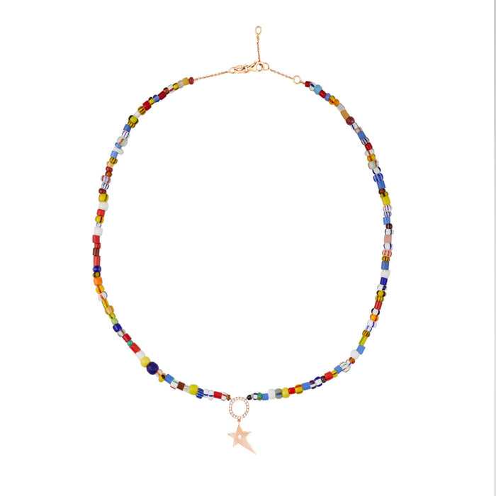 Diane Kordas Rainbow Beaded Necklace Star Pendant