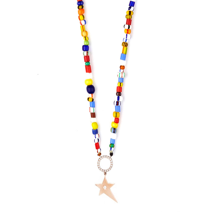 diane kordas Rainbow Beaded Necklace Star Pendant