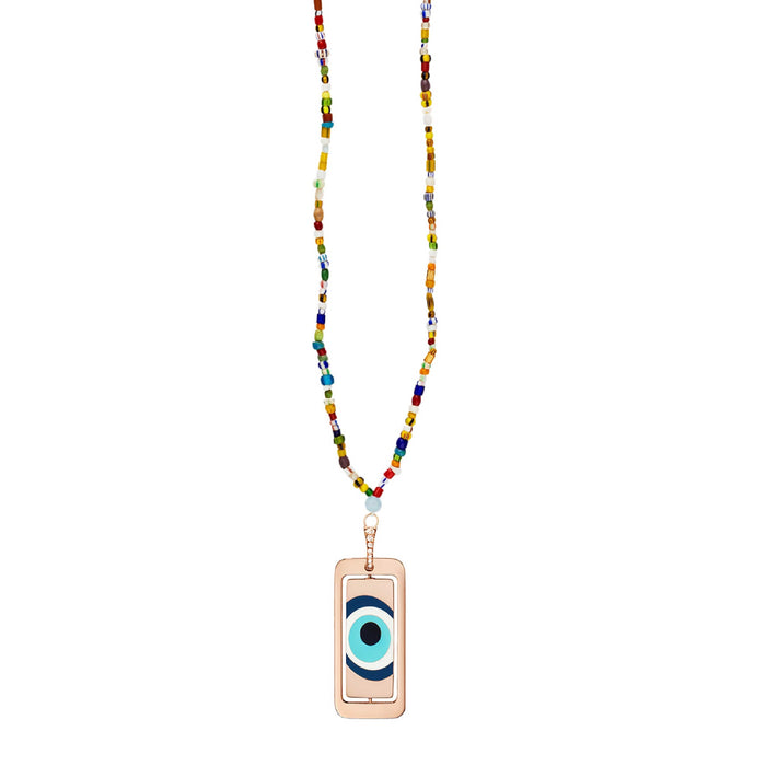 diane kordas Rainbow Evil Eye I.D Tag Necklace