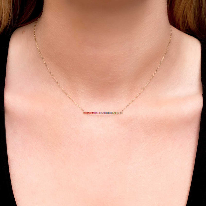 Diane Kordas Rainbow Sapphire Bar Necklace