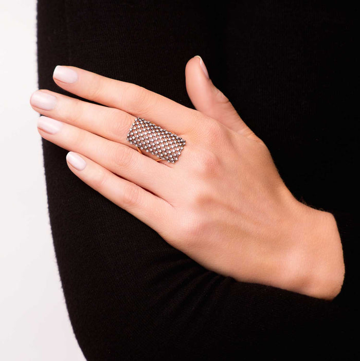 Diane Kordas Rectangle Mesh Ring