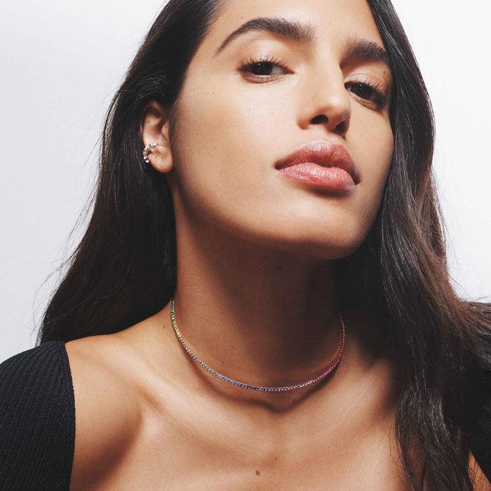Diane Kordas Rose Gold Rainbow Bar Choker