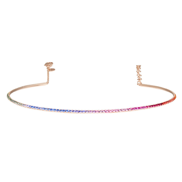 diane kordas Rose Gold Rainbow Bar Choker