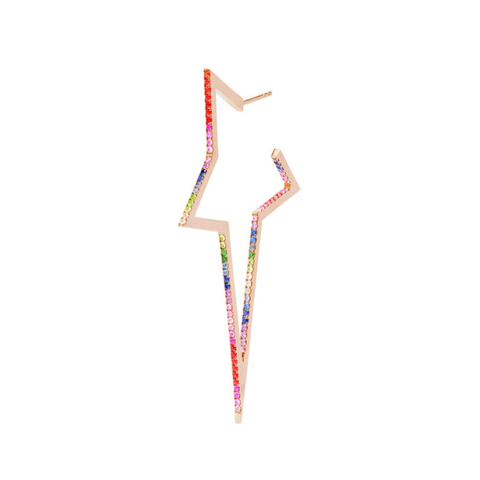 diane kordas Rose Gold Rainbow Large Star Earring