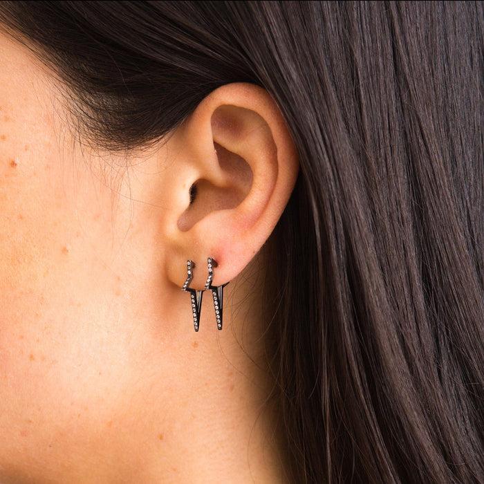 Diane Kordas Small Rose Star Hoop Earrings