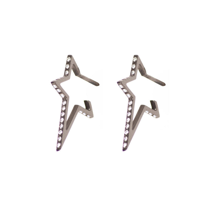 Diane Kordas Small Rose Star Hoop Earrings