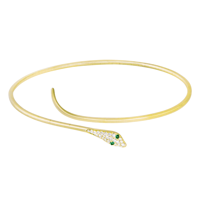 diane kordas Snake Diamond and Emerald Arm Cuff