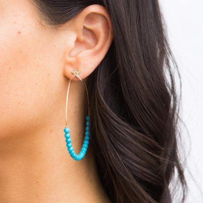 Diane Kordas Star Turquoise Hoop Earrings