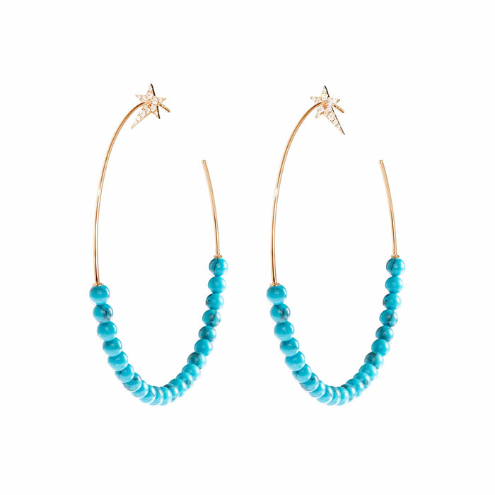 diane kordas Star Turquoise Hoop Earrings