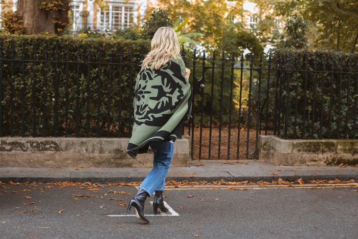 Diane Kordas Tiger Blanket In Moss