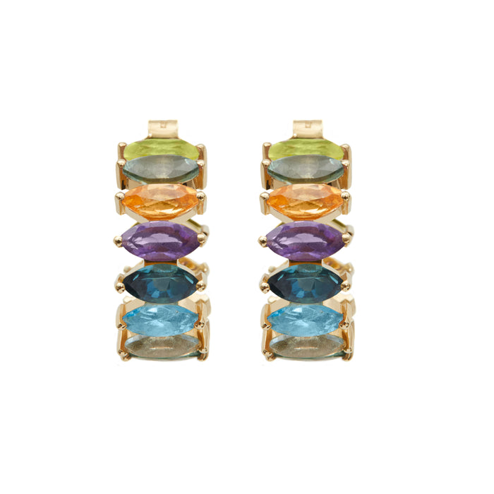 Diane Kordas Vibrant Mosaic Mini Hoop Earrings