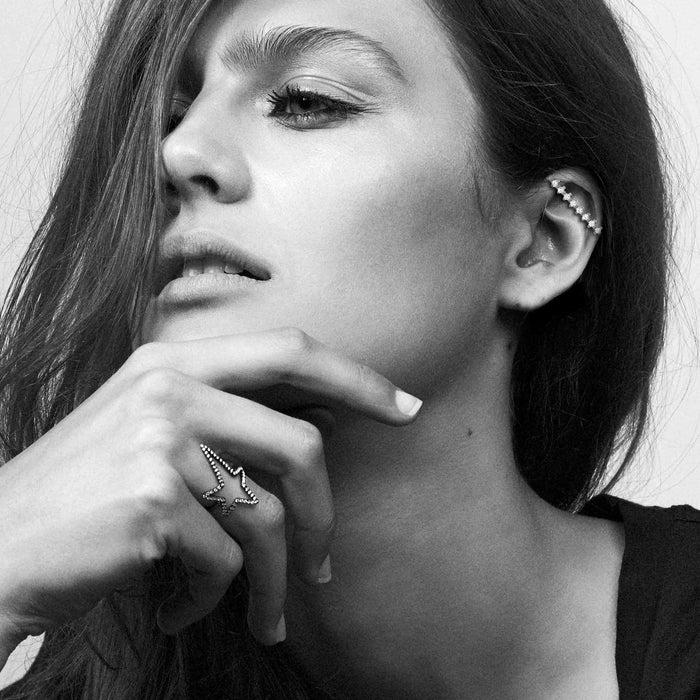 Diane Kordas White Diamond Line Ear Cuff