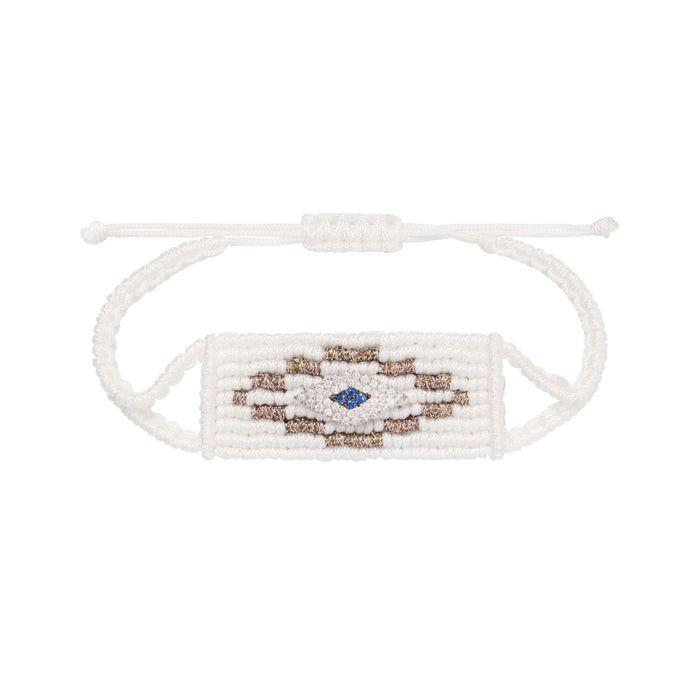 Diane Kordas White Evil Eye Woven Bracelet