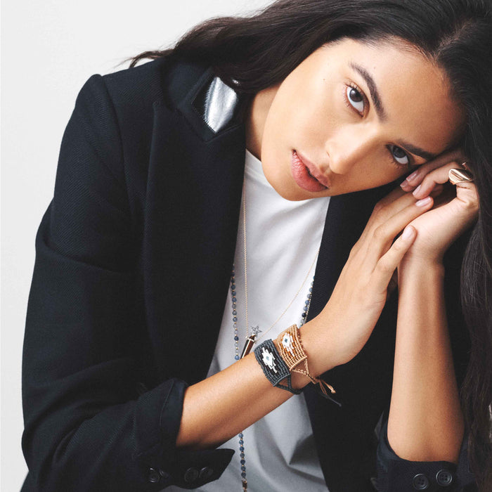 Diane Kordas White Evil Eye Woven Bracelet