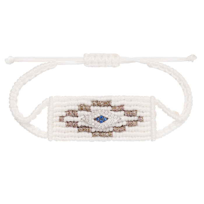 diane kordas White Evil Eye Woven Bracelet
