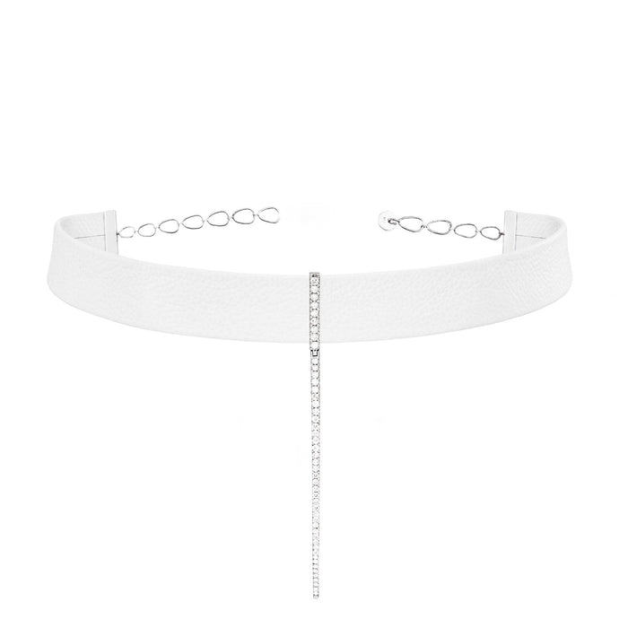 Diane Kordas White Leather Bar Choker