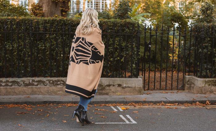 Diane Kordas Zebra Blanket In Camel