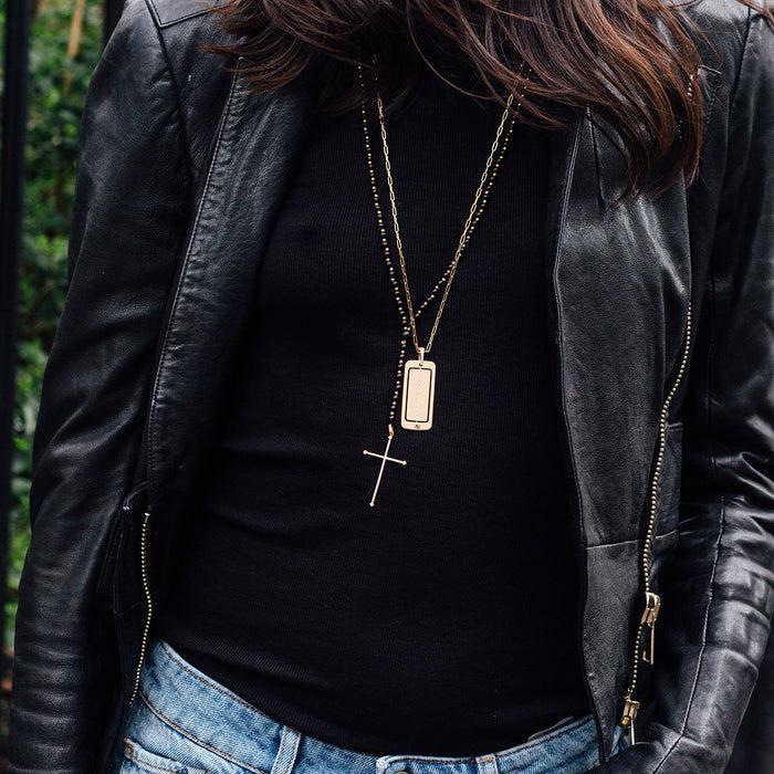 Diane Kordas ENAMEL PATTERN AND DIAMOND LINE PENDANT