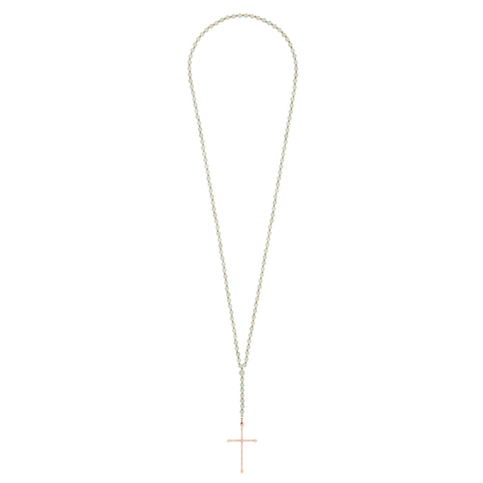 Diane Kordas Green Aventurine Cross Rosary Necklace