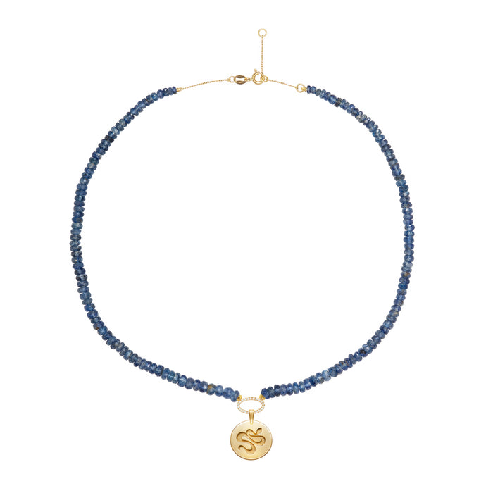 Diane Kordas Kyanite Beaded Necklace With Coin Snake Pendant