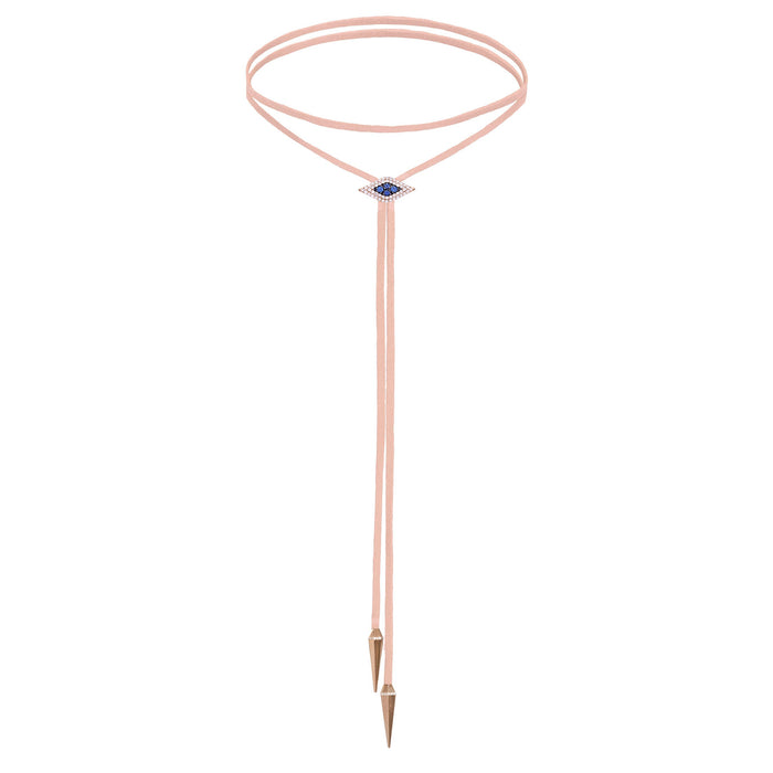 diane kordas Pink Evil Eye Blue Sapphire Bolo Necklace