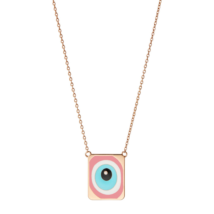 diane kordas Pink Evil Eye Necklace with Single Diamond