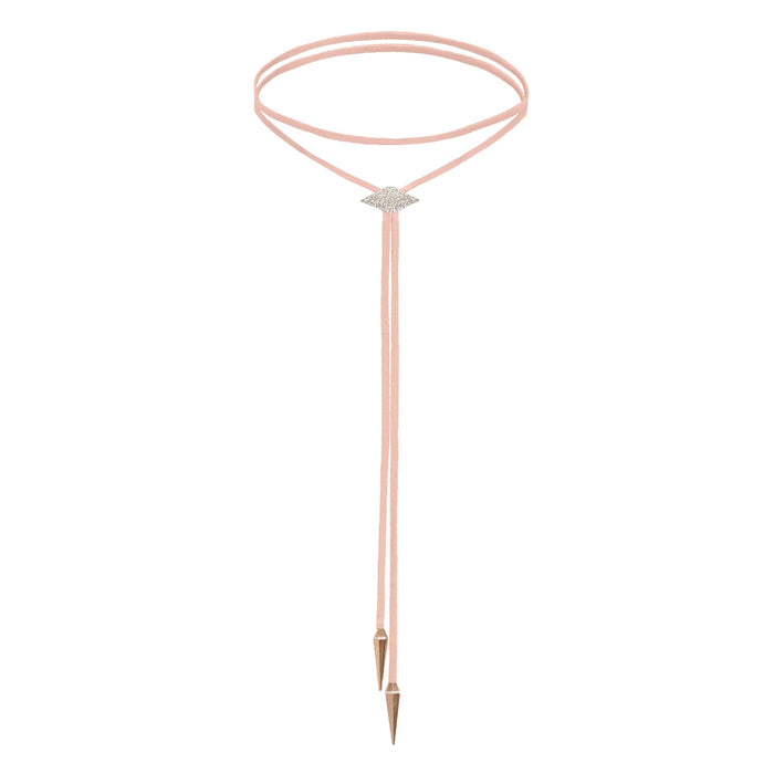 diane kordas Pink Evil Eye White Diamond Bolo Necklace