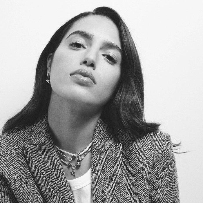 Diane Kordas Rainbow Beaded Necklace Shield Pendant