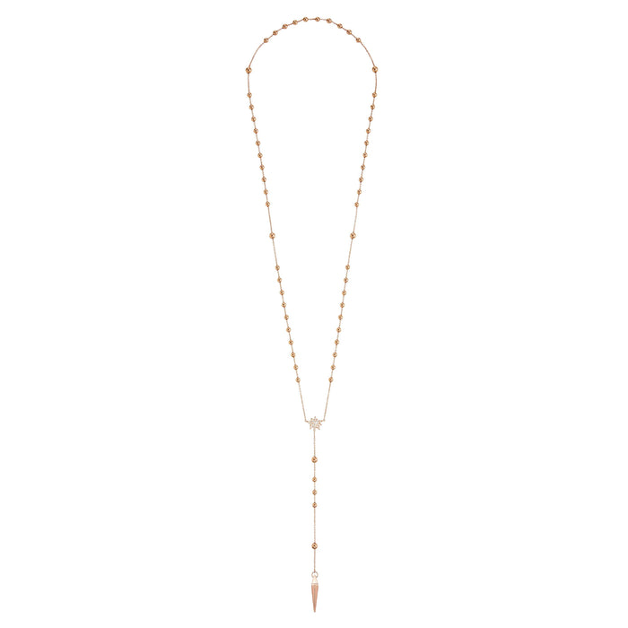 Diane Kordas Rosary Beads In 18k Rose Gold With Diamond Spear Pendant