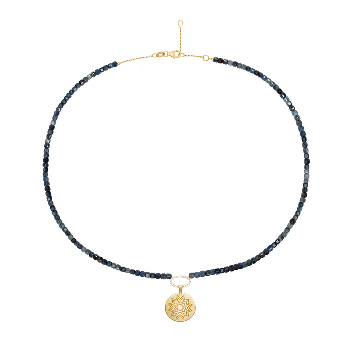 Diane Kordas Sapphire Beaded Necklace With Multistar Pendant