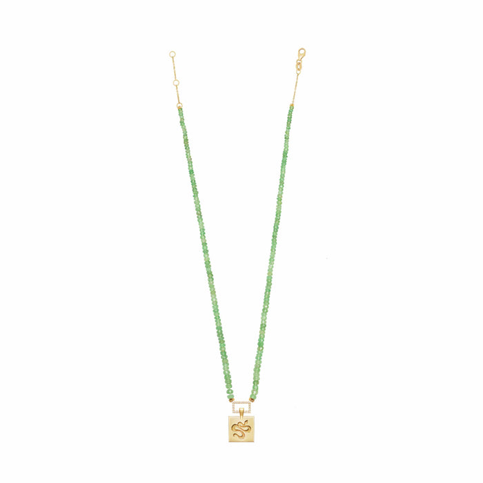 Diane Kordas Tsavorite Beaded Necklace With Squared Snake Pendant