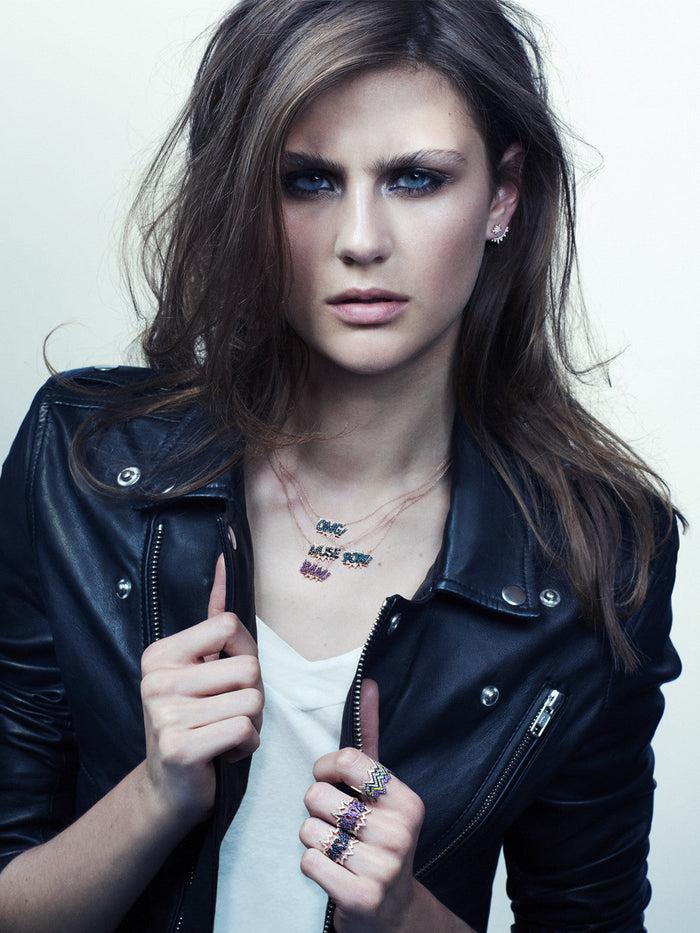 Diane Kordas White Diamond Rose Gold Pop Art Band Ring