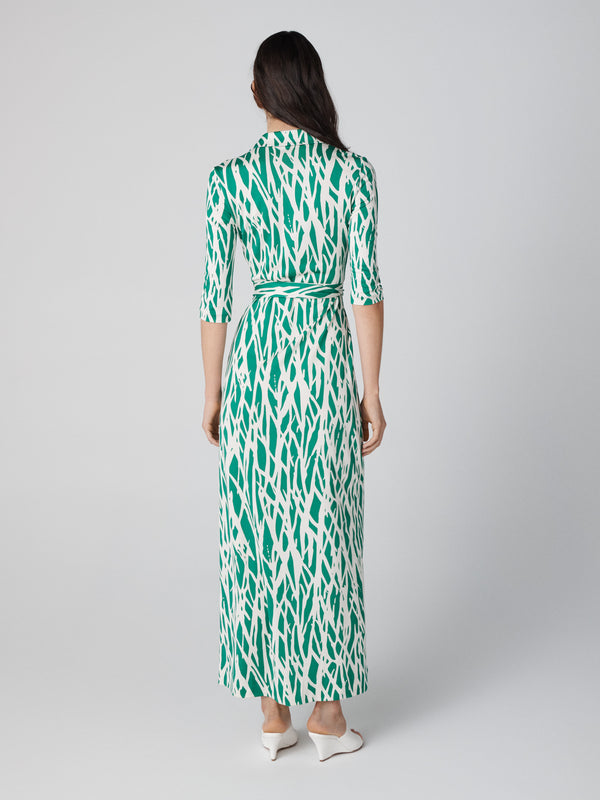 Diane Von Furstenberg Abigail Silk Jersey Maxi Wrap Dress D999ATWGRNSLJY
