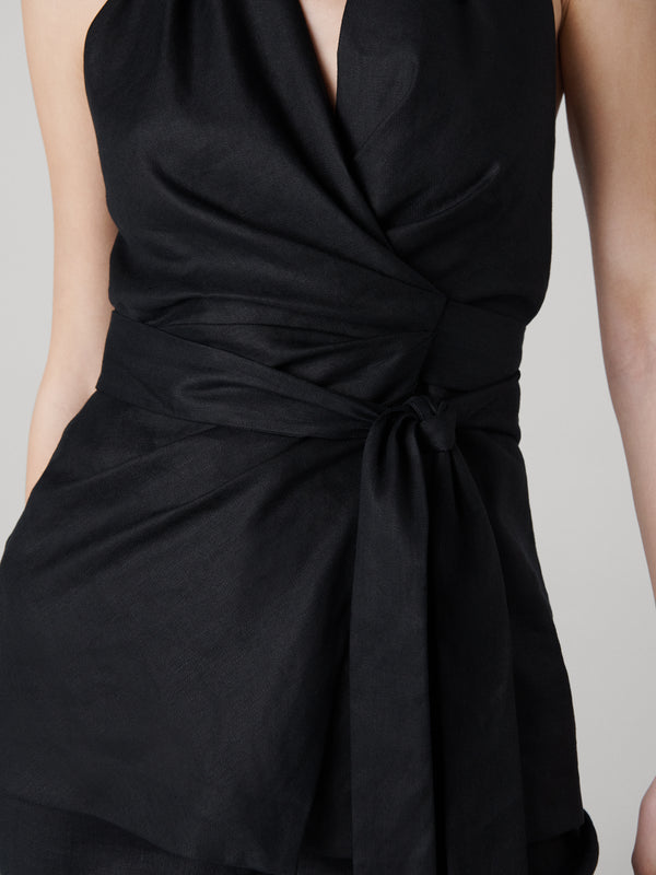 Diane Von Furstenberg Alyssa Halter Wrap Top T044ABLACKSTLN