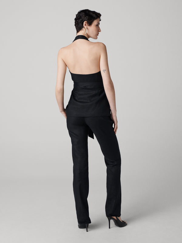 Diane Von Furstenberg Alyssa Halter Wrap Top T044ABLACKSTLN