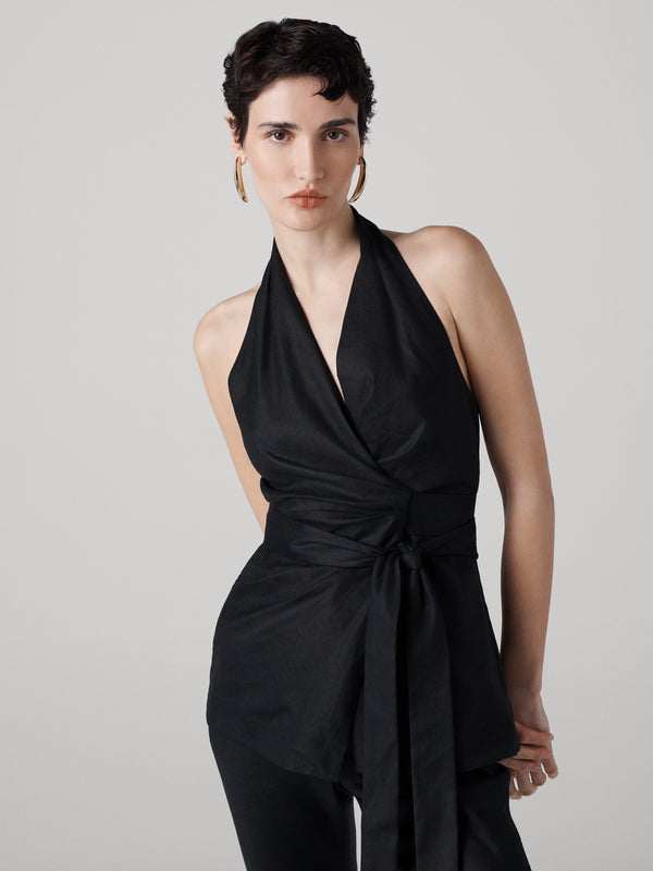 diane von furstenberg Alyssa Halter Wrap Top T044ABLACKSTLN