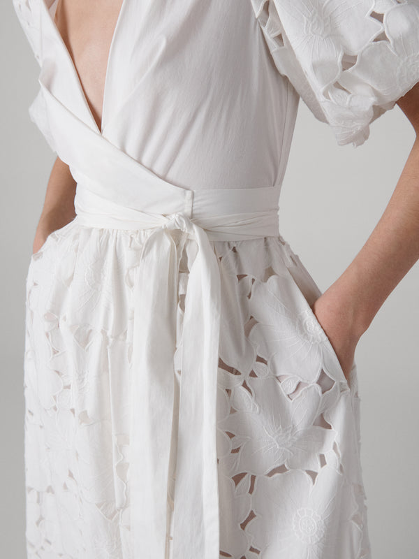 Diane Von Furstenberg Delilah Eyelet Cotton Wrap Dress D123AWHITECNEL