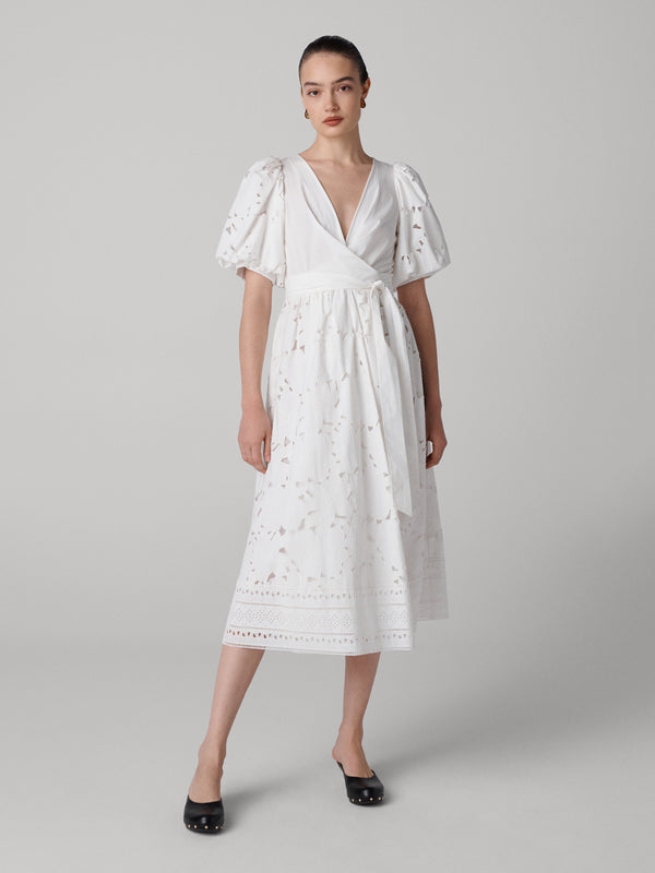 diane von furstenberg Delilah Eyelet Cotton Wrap Dress D123AWHITECNEL
