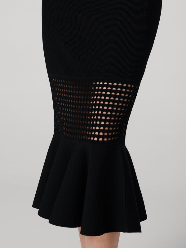 Diane Von Furstenberg Georgia Eyelet Knit Skirt S102ABLACKVIPL